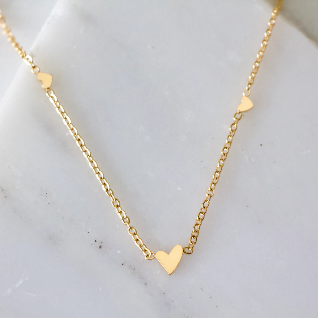 Triple Heart Necklace – Waterproof Gold