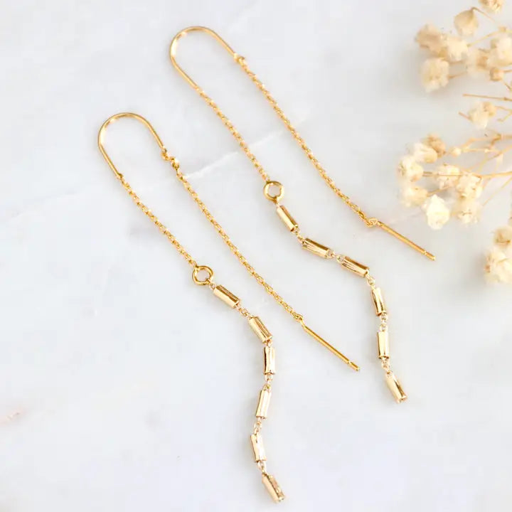 Golden Drift Threader Earrings