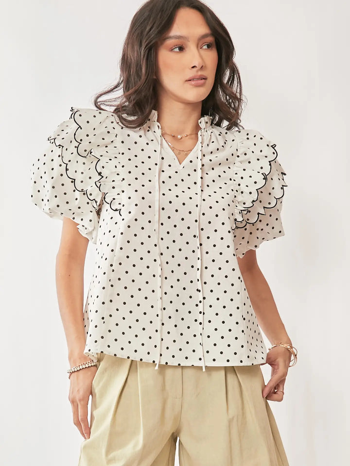 Dot Darling Ruffle Blouse