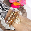Rose Pink Boho Beads Coin Bracelet Set