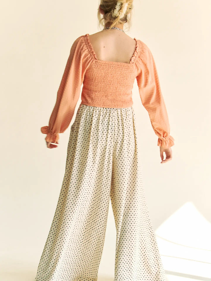 Polka Dot Pleated Wide-Leg Pants