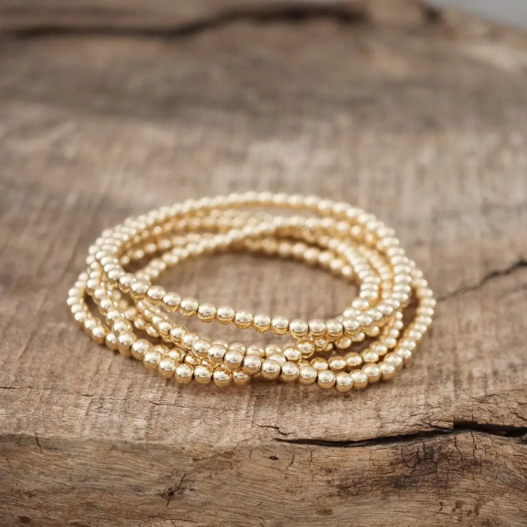 Golden Bead Bracelet Stack