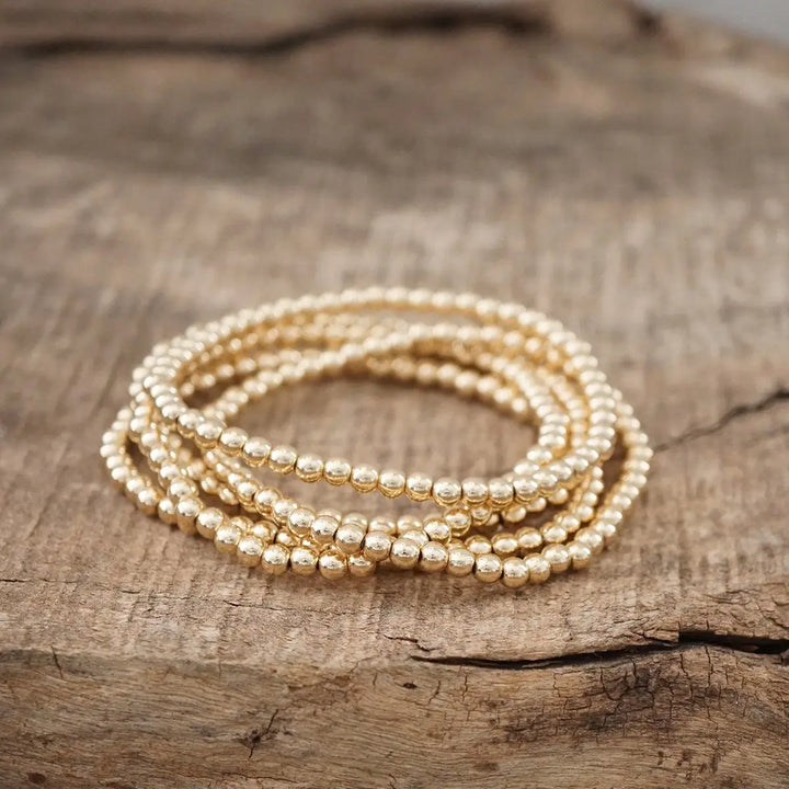 Golden Bead Bracelet Stack