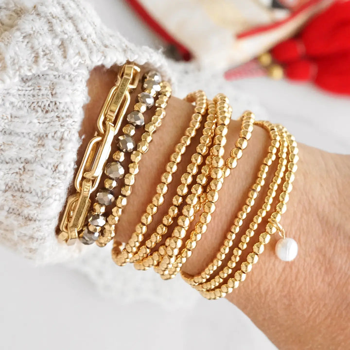 Golden Bead Bracelet Stack