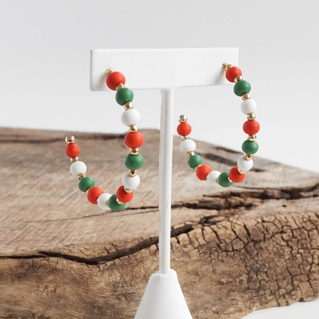 Holiday Cheer Beaded Hoops