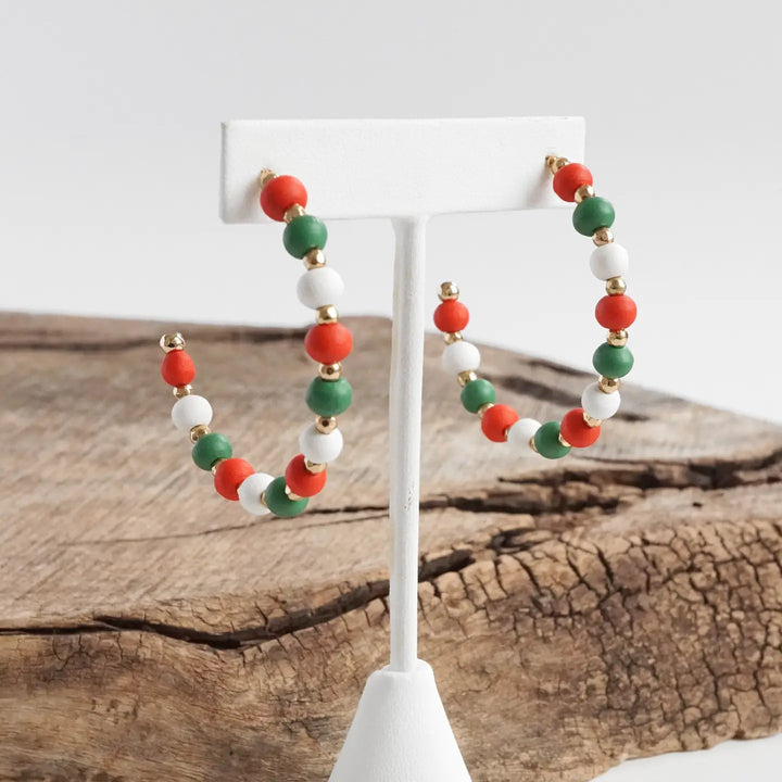Holiday Cheer Beaded Hoops