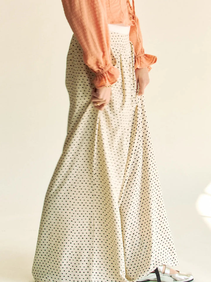 Polka Dot Pleated Wide-Leg Pants