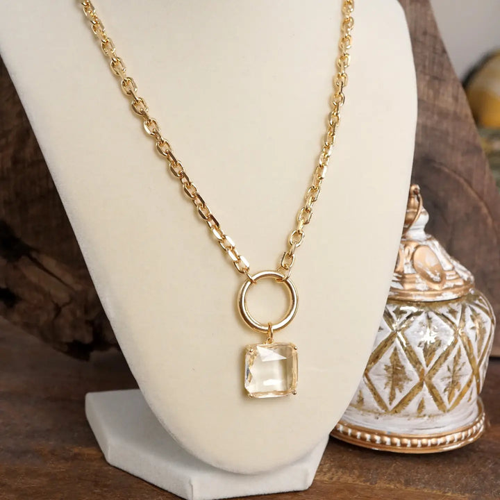 Clear Crystal Pendant Chain Necklace
