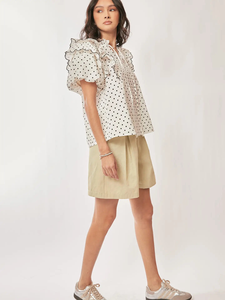Dot Darling Ruffle Blouse