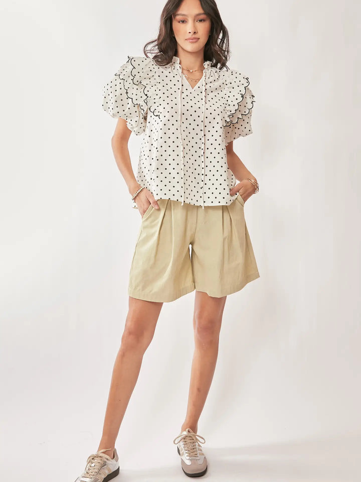 Dot Darling Ruffle Blouse