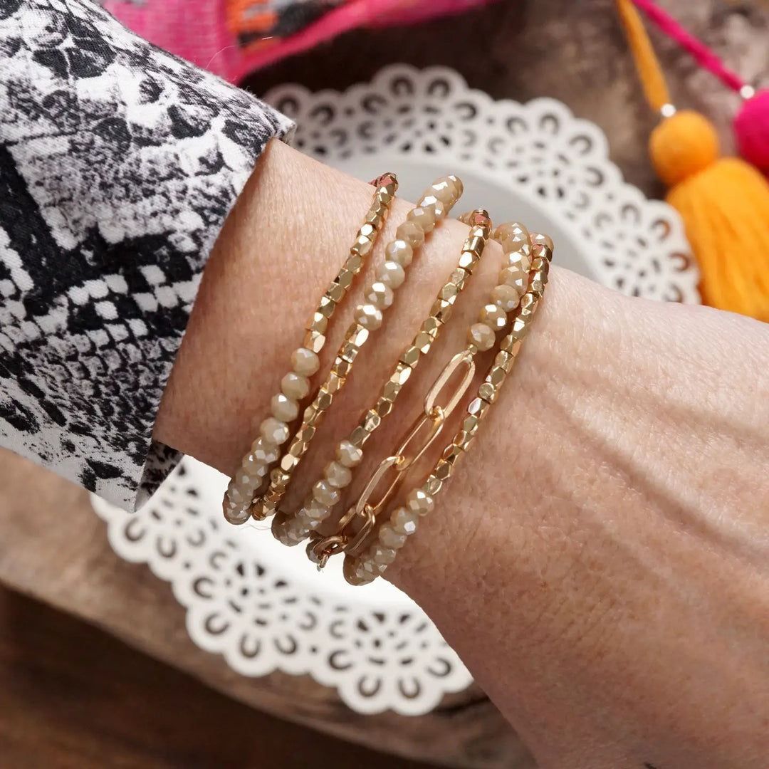 Gold Chain & Cream Beads