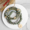Olive Coin Beaded Stack