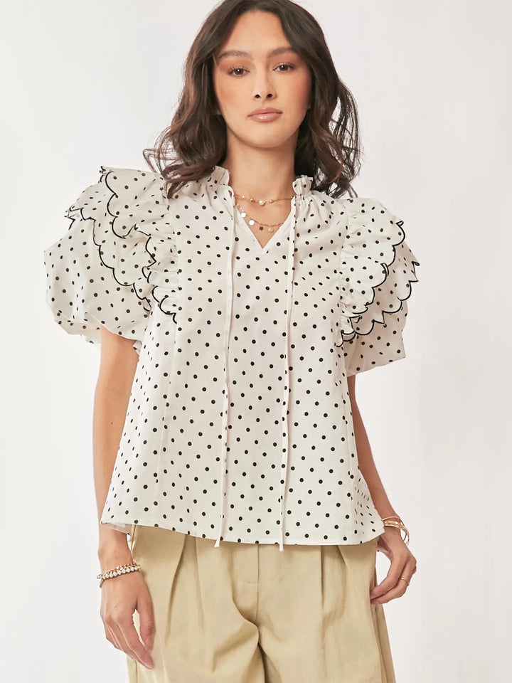 Dot Darling Ruffle Blouse