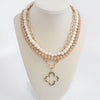 Beige Wood & Gold Paperclip Chain Necklace