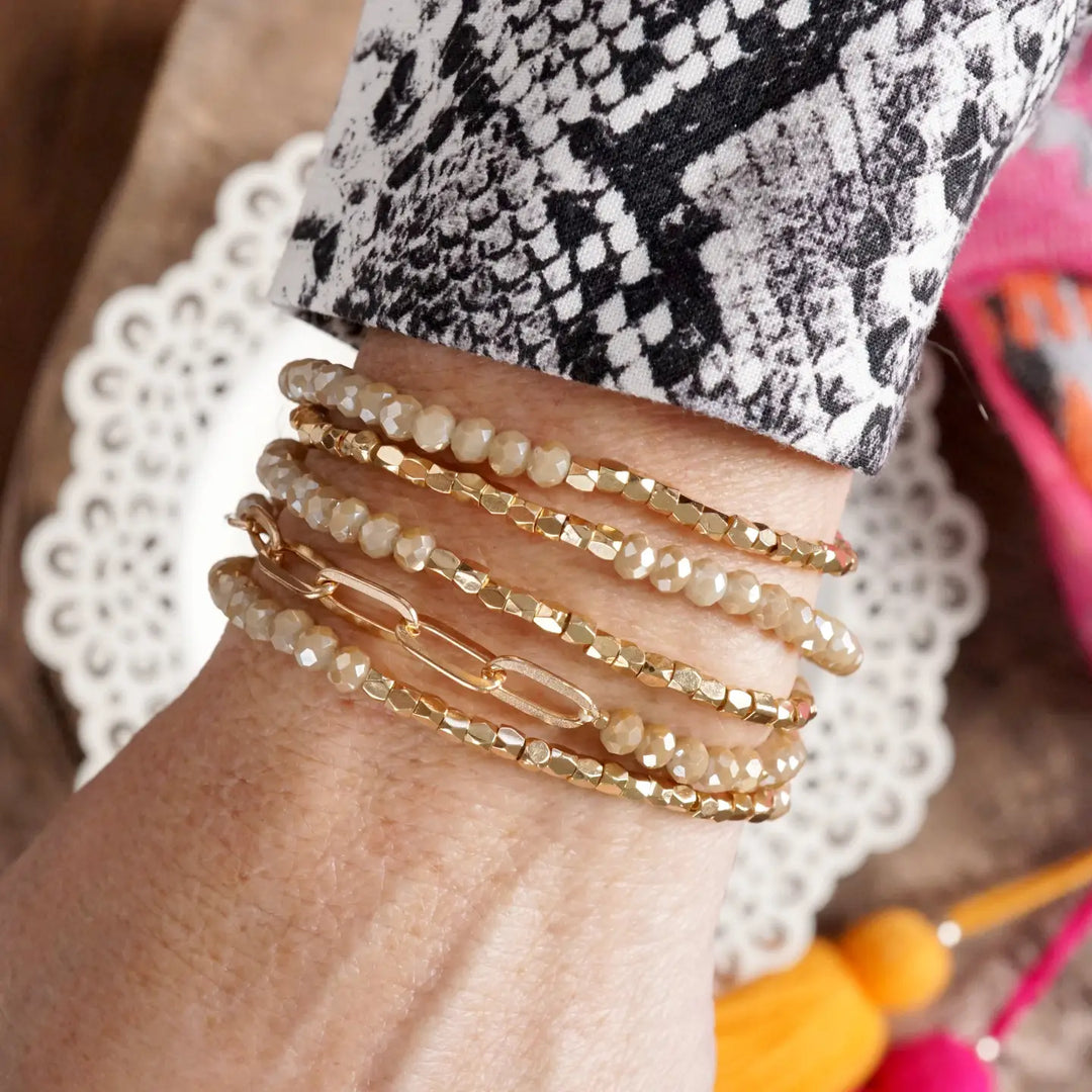 Gold Chain & Cream Beads