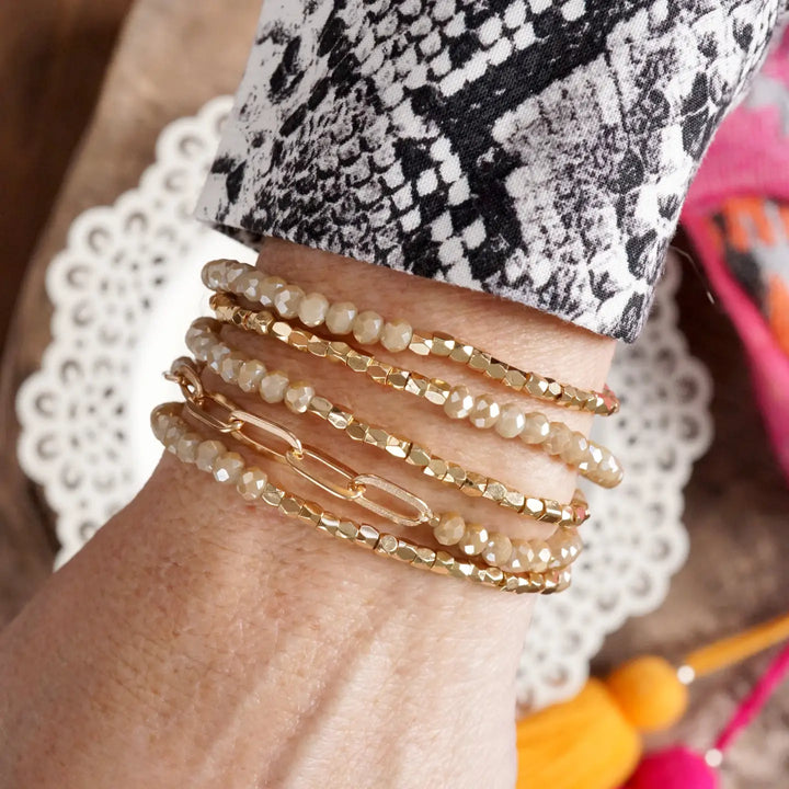 Gold Chain & Cream Beads
