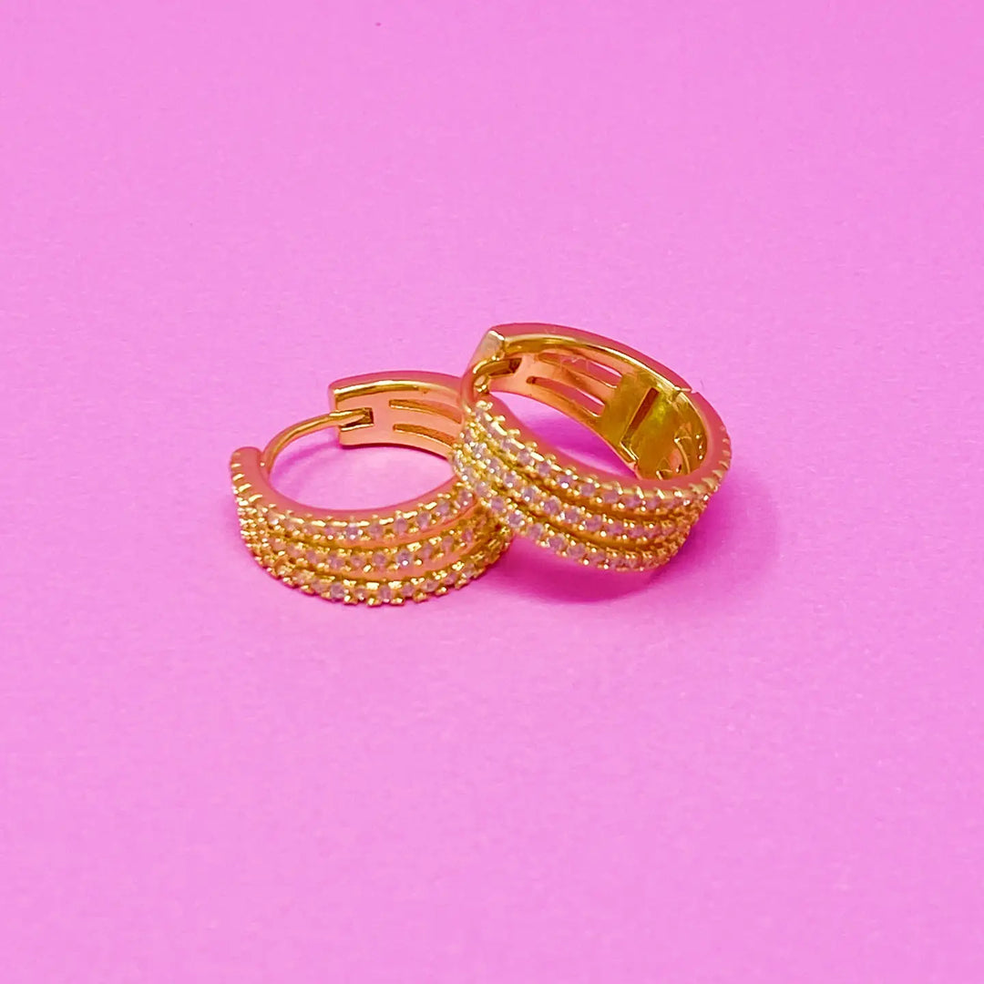 Triple Shine Huggie Hoops