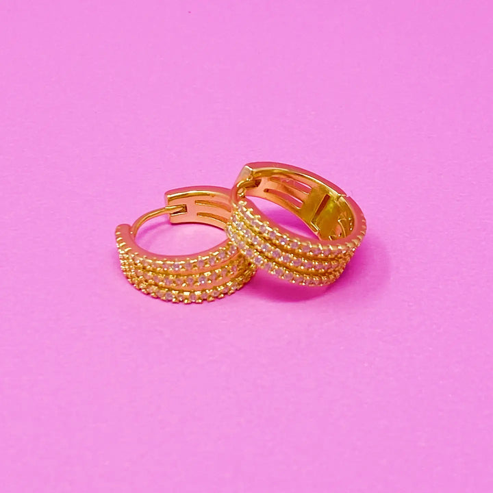 Triple Shine Huggie Hoops