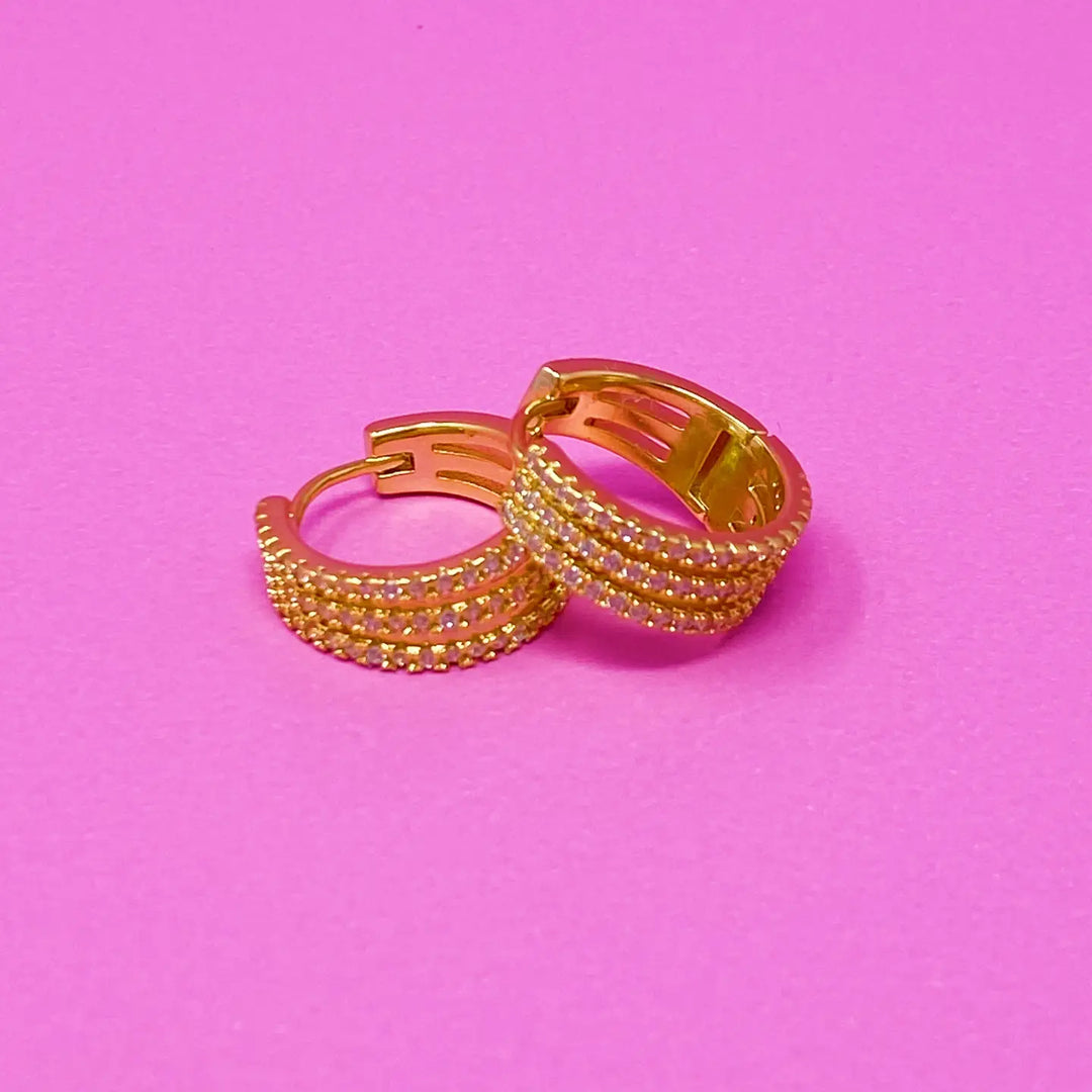 Triple Shine Huggie Hoops