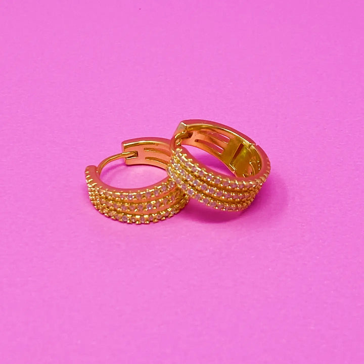 Triple Shine Huggie Hoops