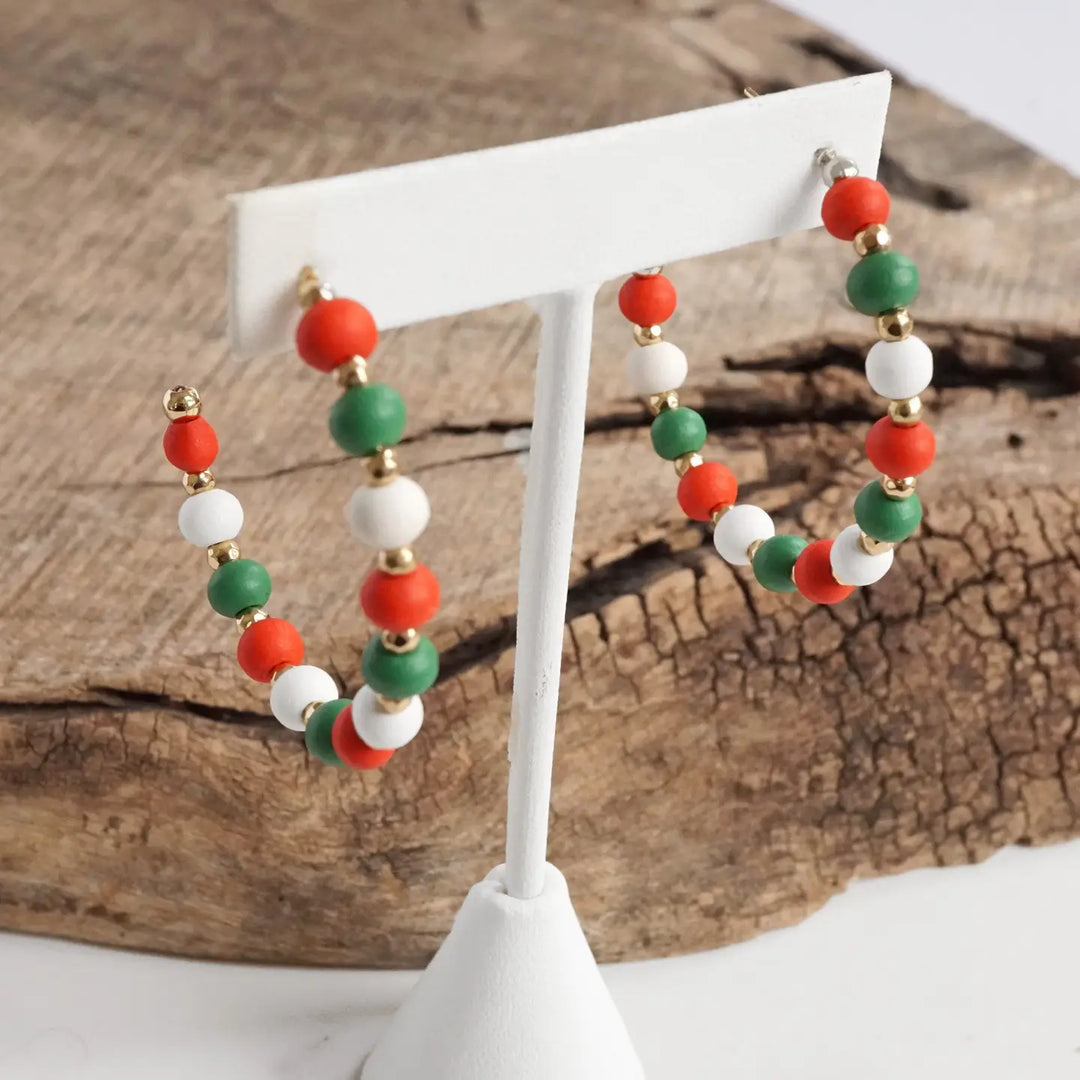 Holiday Cheer Beaded Hoops