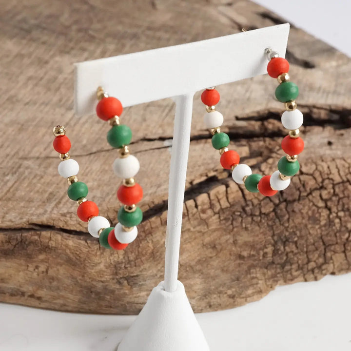 Holiday Cheer Beaded Hoops