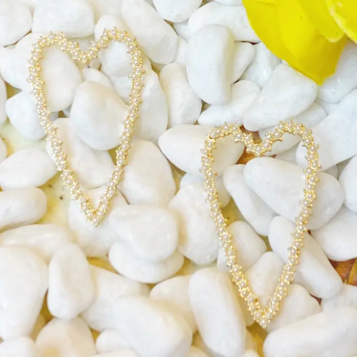 Heart of Gold Pearl Hoops