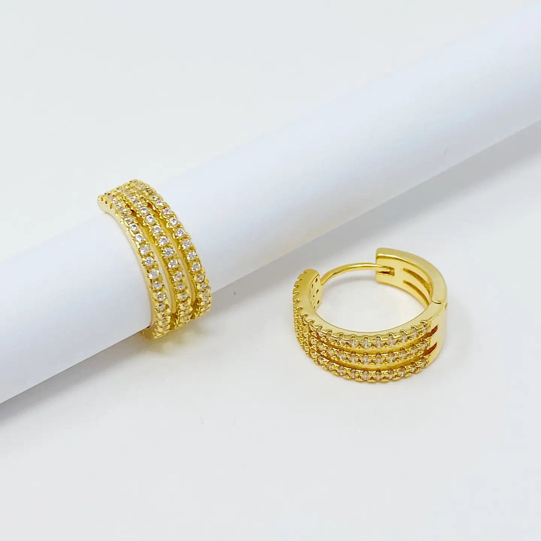 Triple Shine Huggie Hoops