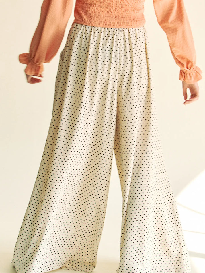 Polka Dot Pleated Wide-Leg Pants