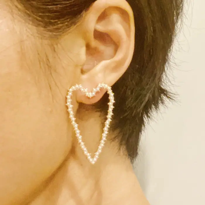 Heart of Gold Pearl Hoops