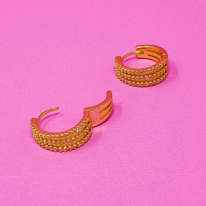 Triple Shine Huggie Hoops