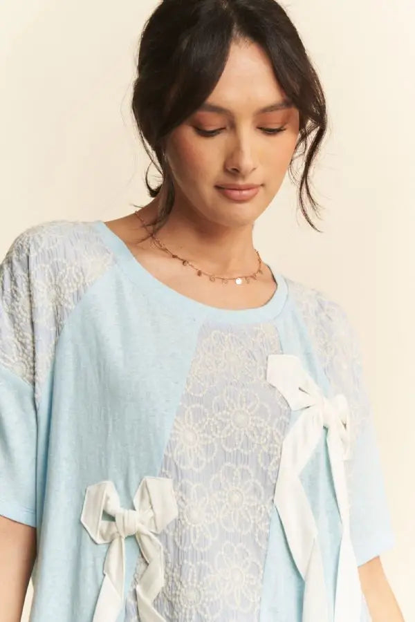 Lace & Bows Colorblock Knit Top