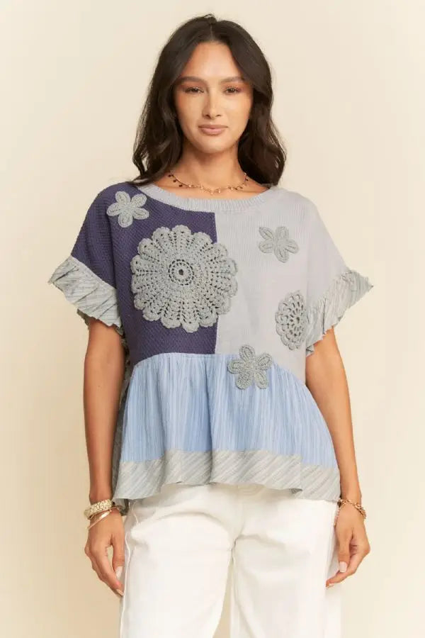 Meadow Bloom Crochet Patch Blouse
