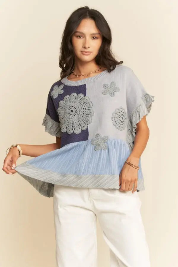 Meadow Bloom Crochet Patch Blouse