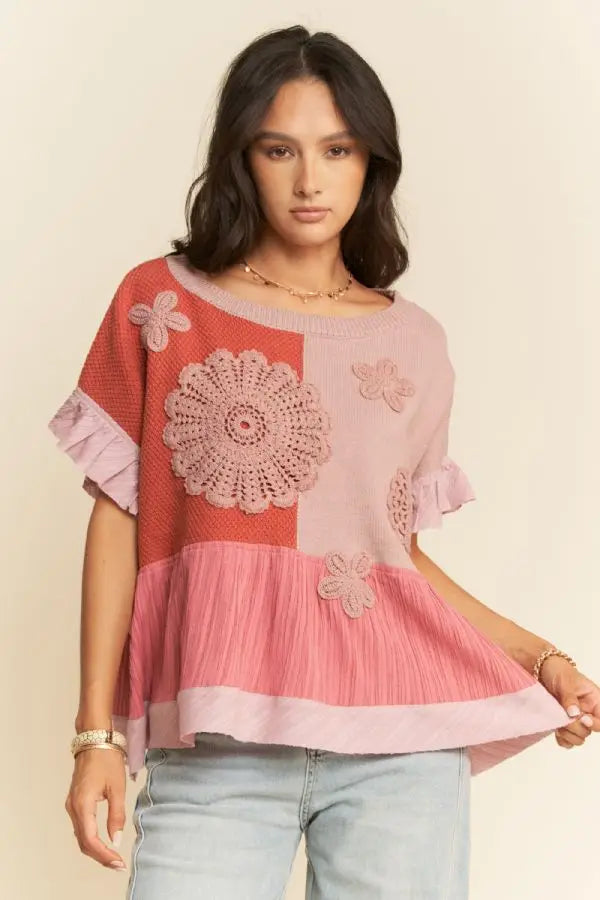 Meadow Bloom Crochet Patch Blouse