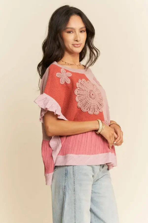 Meadow Bloom Crochet Patch Blouse