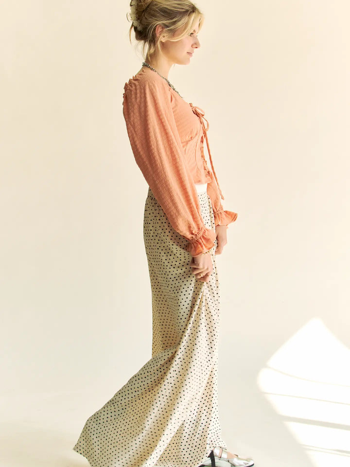 Polka Dot Pleated Wide-Leg Pants