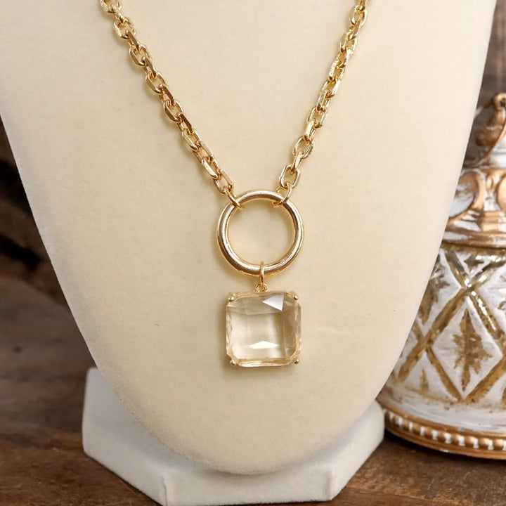 Clear Crystal Pendant Chain Necklace