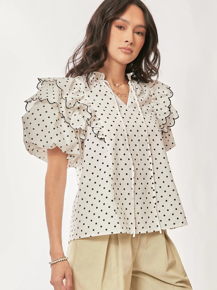 Dot Darling Ruffle Blouse