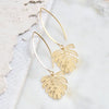 Golden Monstera Earrings
