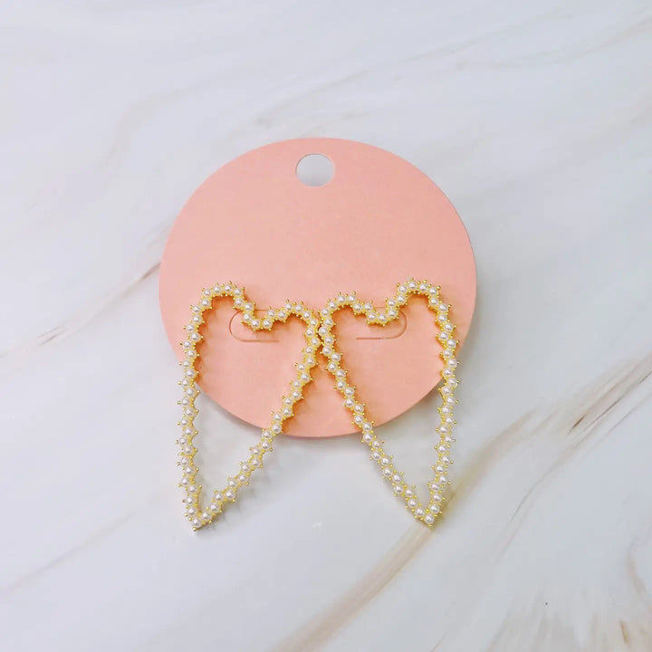 Heart of Gold Pearl Hoops