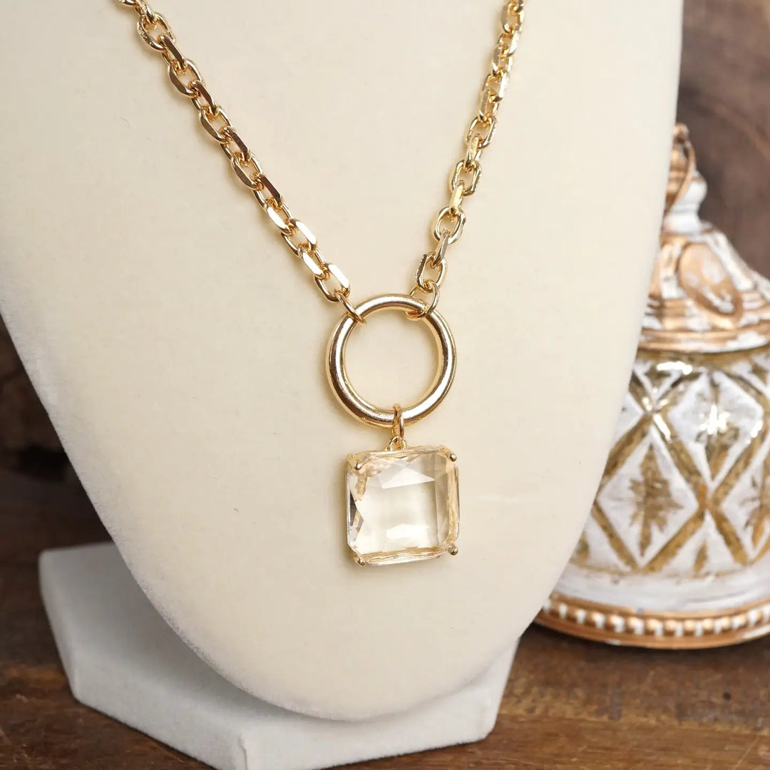 Clear Crystal Pendant Chain Necklace