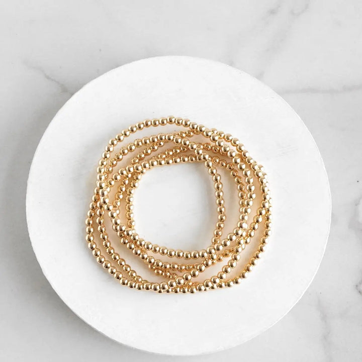 Worn Gold Beaded Stack