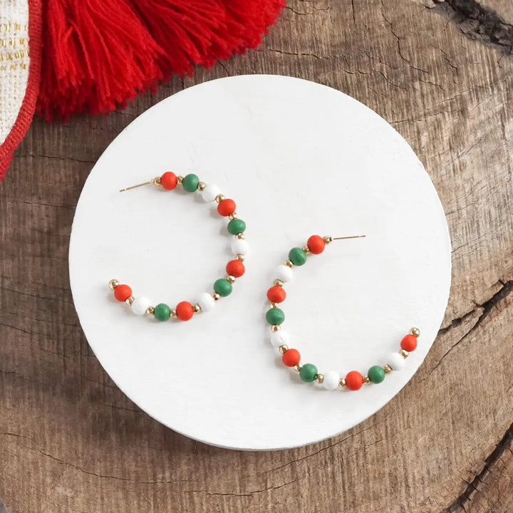 Holiday Cheer Beaded Hoops