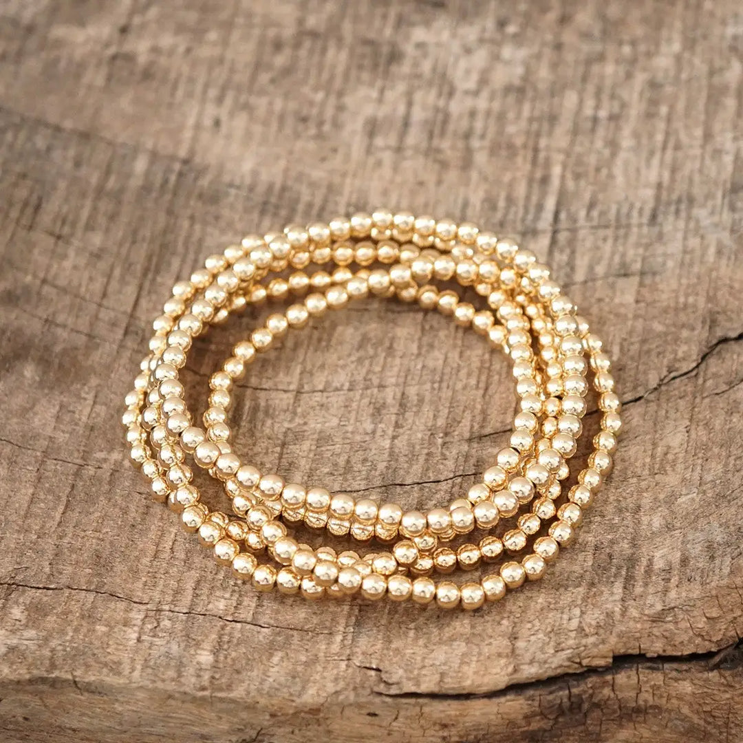 Golden Bead Bracelet Stack