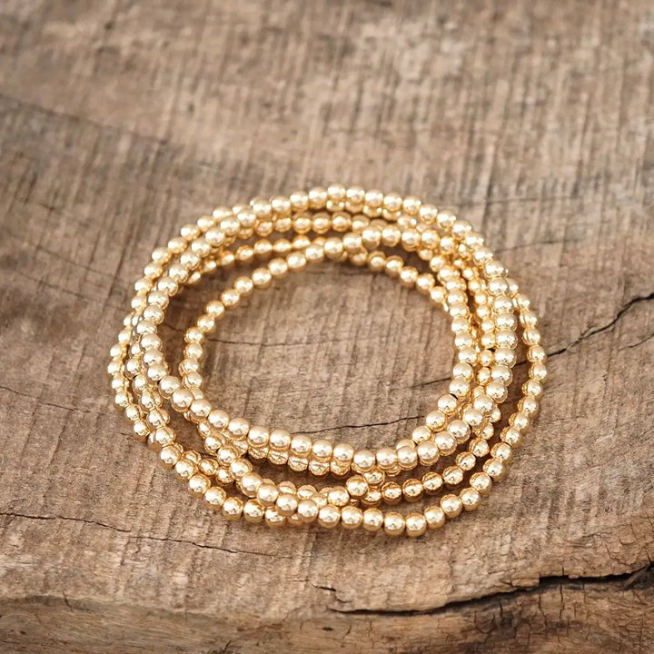Golden Bead Bracelet Stack
