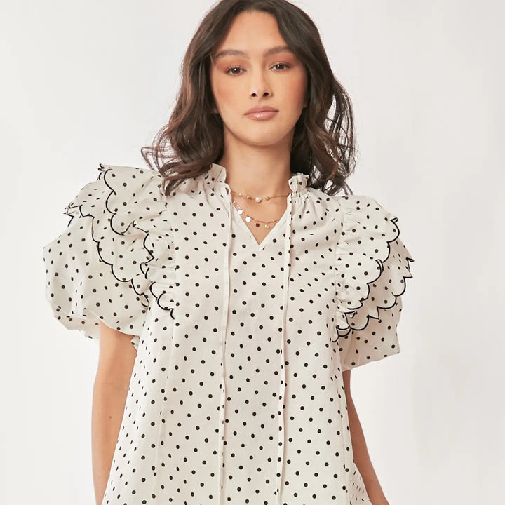 Dot Darling Ruffle Blouse
