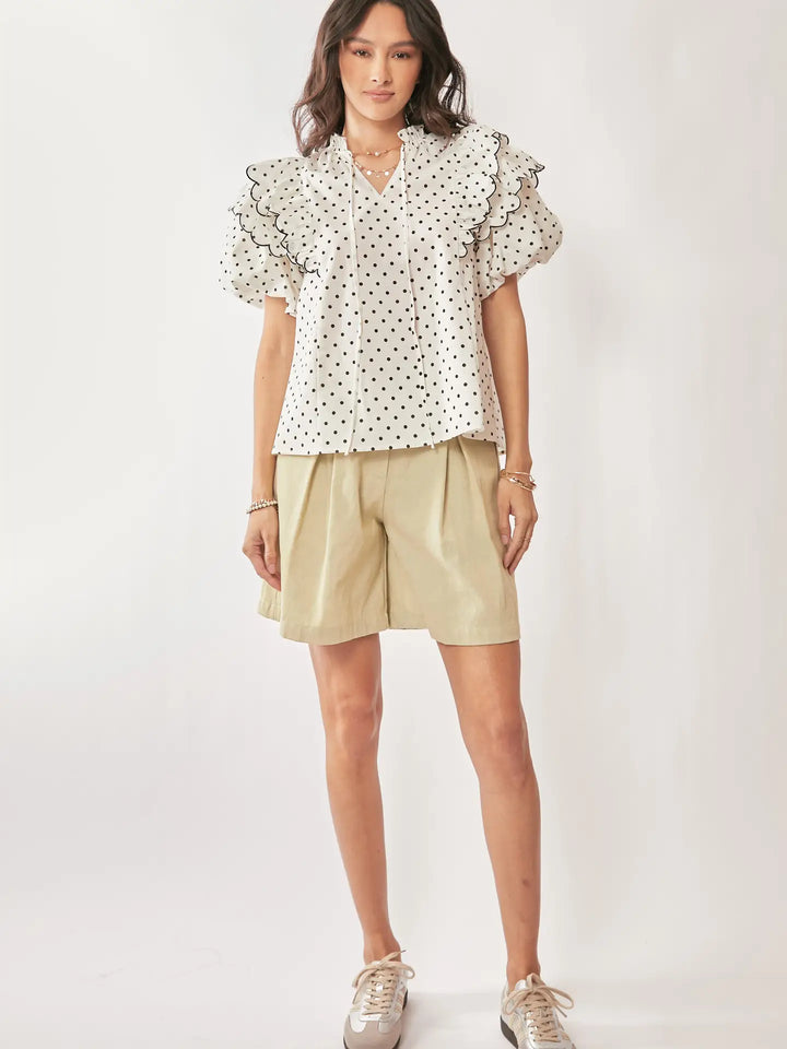 Dot Darling Ruffle Blouse