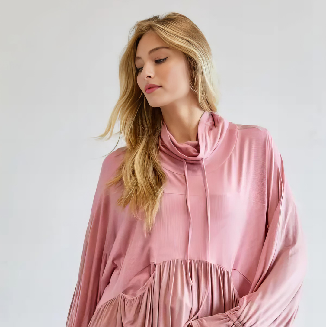 Dusty Pink Ruffle Turtle Neck Top