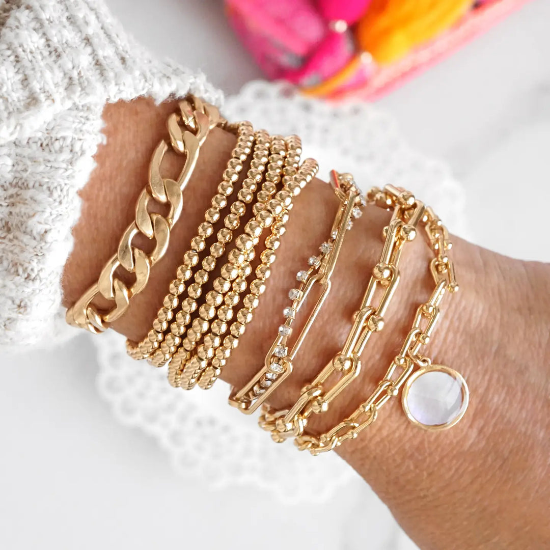 Golden Bead Bracelet Stack